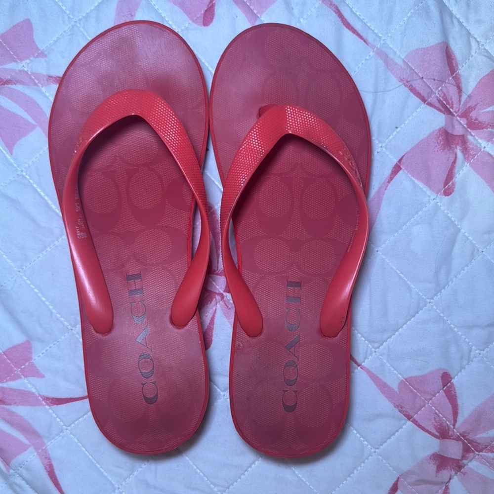 Coach Red Flip Flops